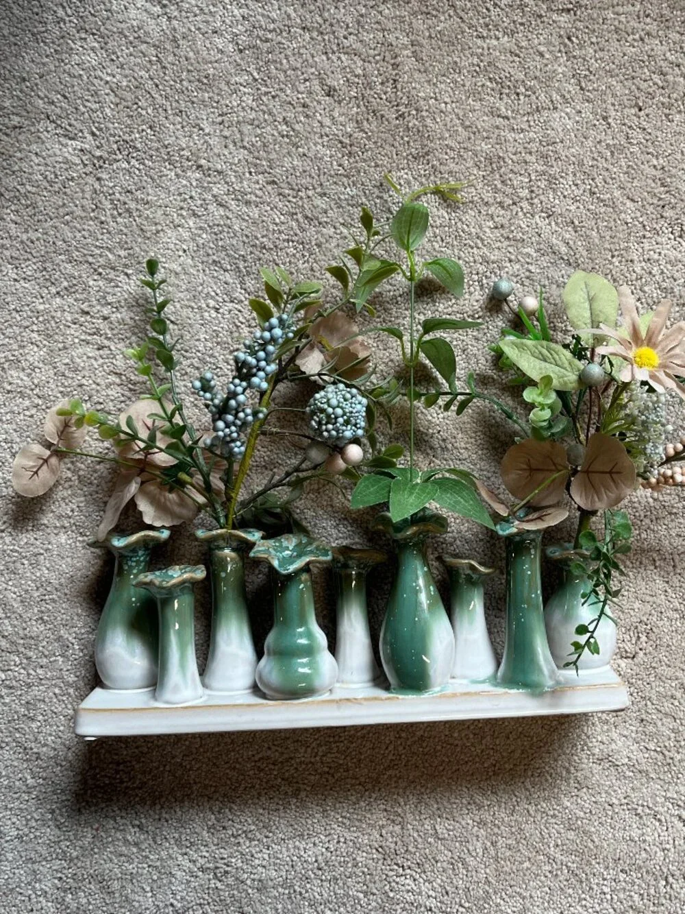 Tag Flourish Bud Vase Green Reactive Glaze
